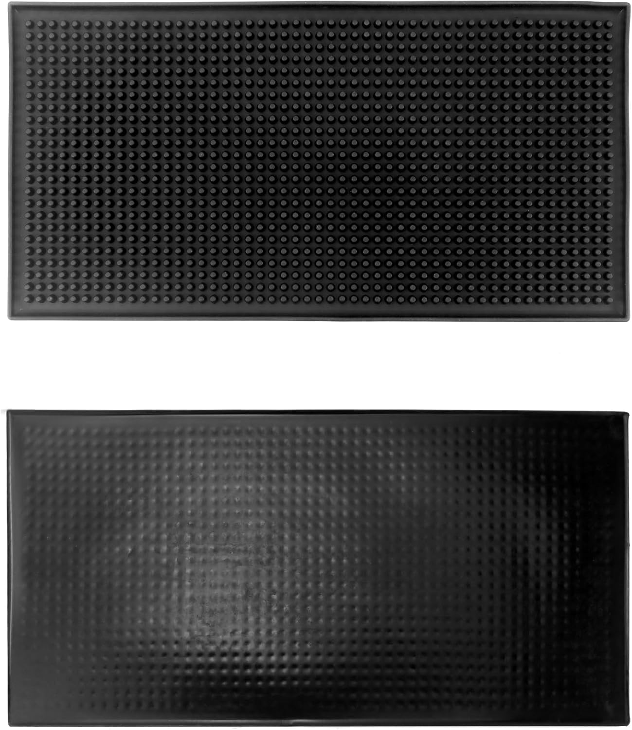 12"x6" Black Rubber Bar Mat - 6 Pack Non-Slip Drainage Pad for Coffee Stations, Home Bars & Kitchens V1258-DP02-C-2133