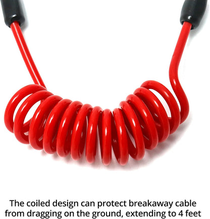 Breakaway Trailer Cable, 4 Pack 4 Ft Brake Safety Cable Spring Towing Coiled Wire with Clip, Stainless Steel V1258-DP02-C-2140