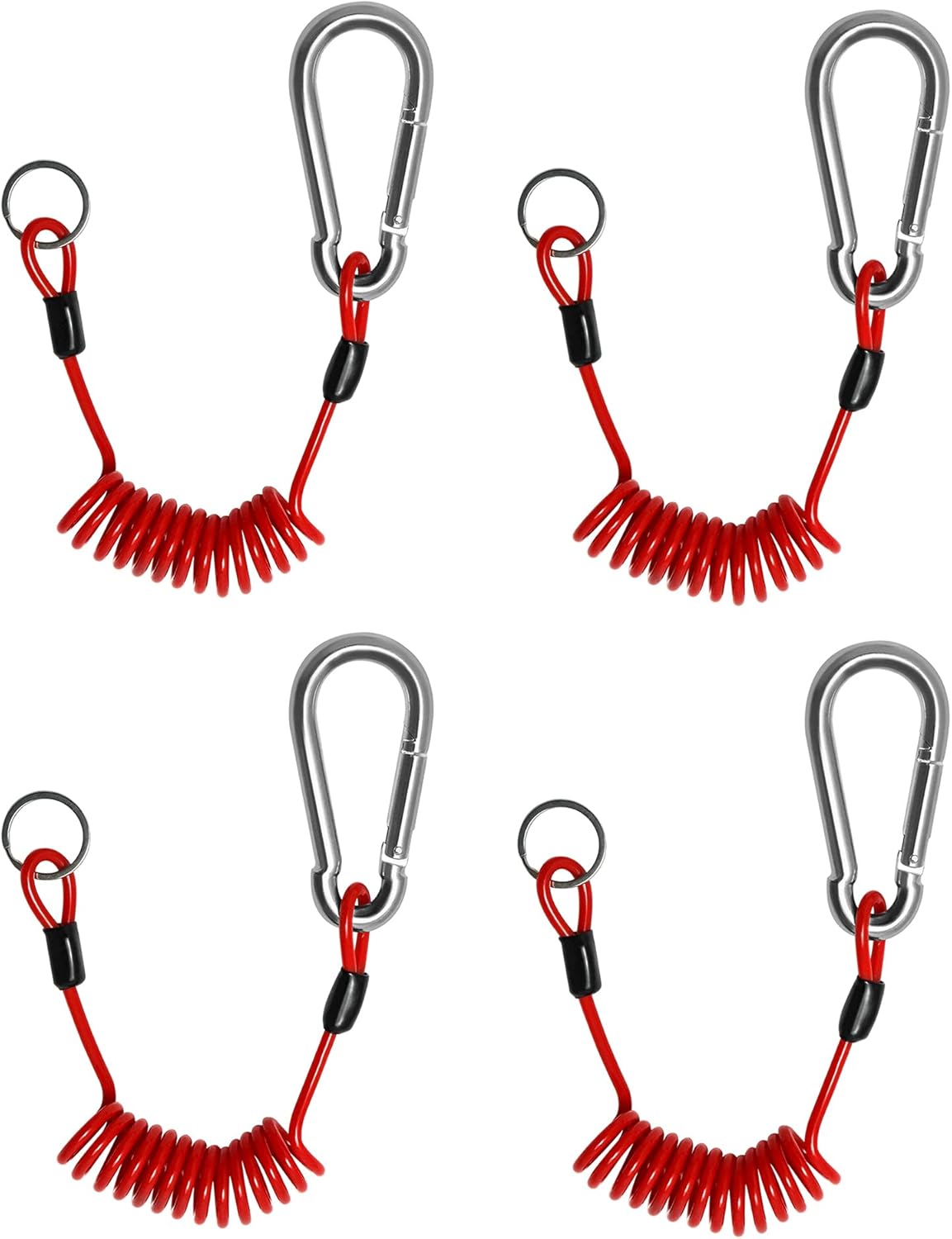 Breakaway Trailer Cable, 4 Pack 4 Ft Brake Safety Cable Spring Towing Coiled Wire with Clip, Stainless Steel V1258-DP02-C-2140