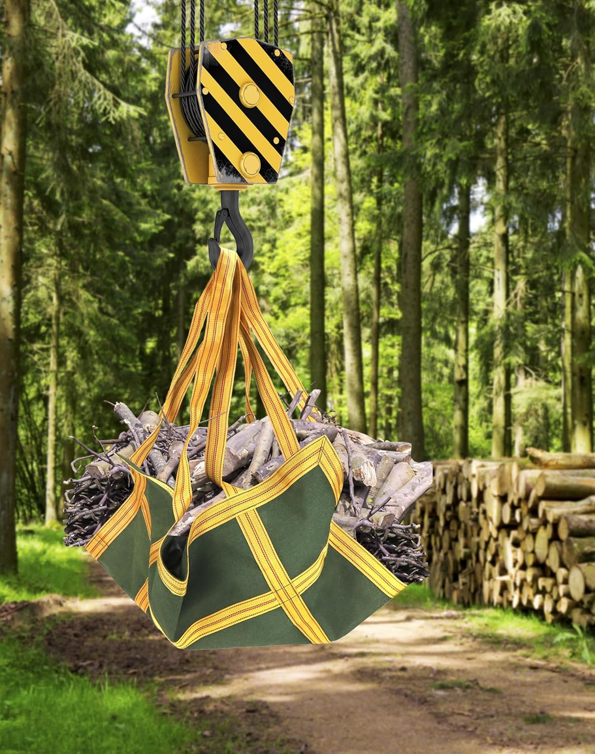 Heavy-Duty Canvas Cargo Lifting Pad Net - 3.28ft x 3.28ft Reinforced Handle Lifting Net for Construction, V1258-DP02-C-2142