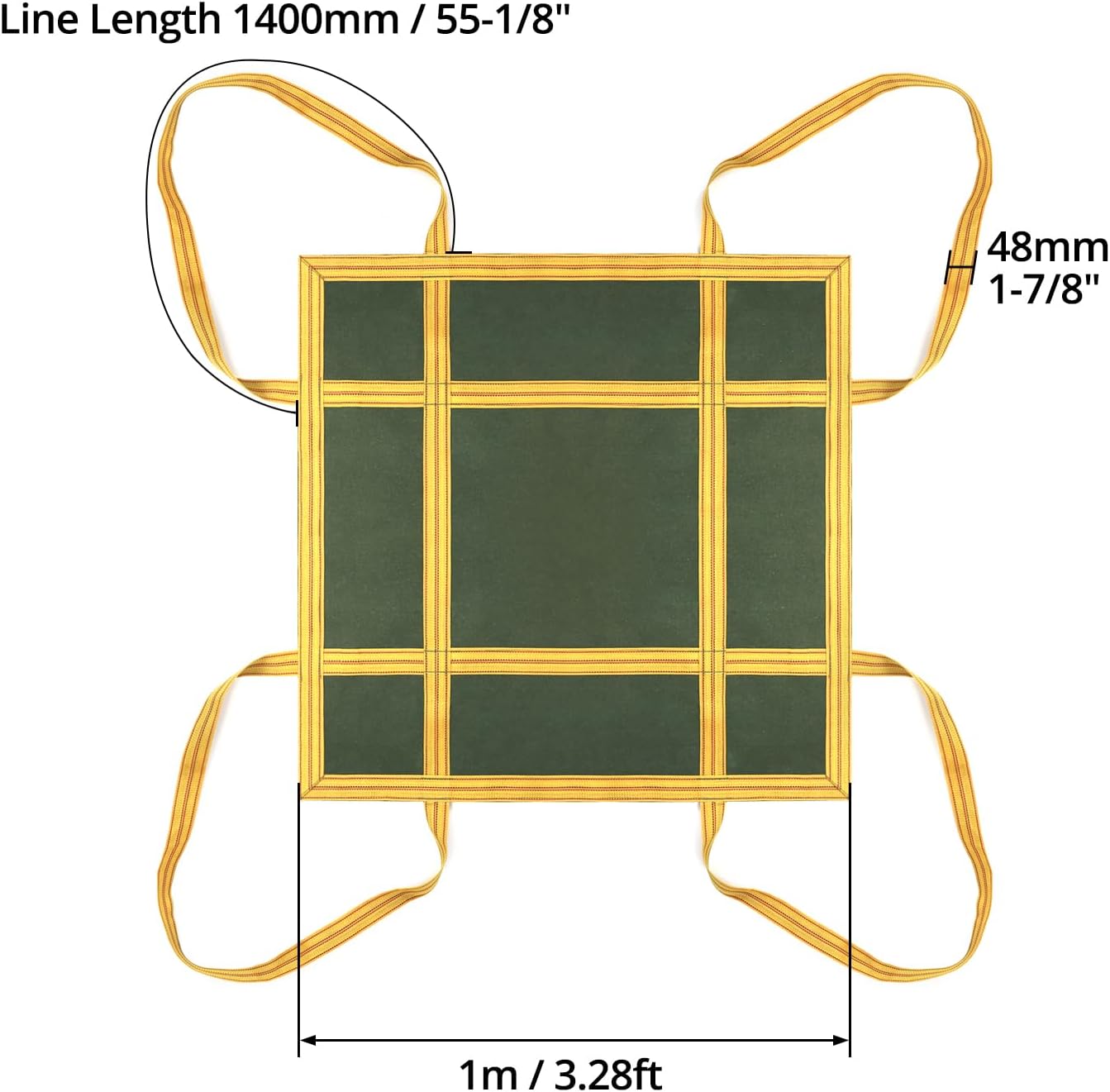 Heavy-Duty Canvas Cargo Lifting Pad Net - 3.28ft x 3.28ft Reinforced Handle Lifting Net for Construction, V1258-DP02-C-2142