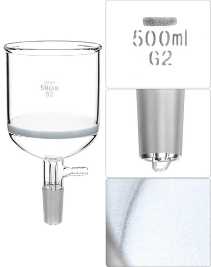 Borosilicate Glass 500ml Buchner Filtering Funnel and 1000 mL Erlenmeyer Flask, with Standard 24/40 Joint V1258-DP02-C-2143