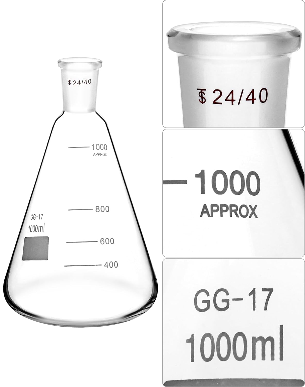 Borosilicate Glass 500ml Buchner Filtering Funnel and 1000 mL Erlenmeyer Flask, with Standard 24/40 Joint V1258-DP02-C-2143