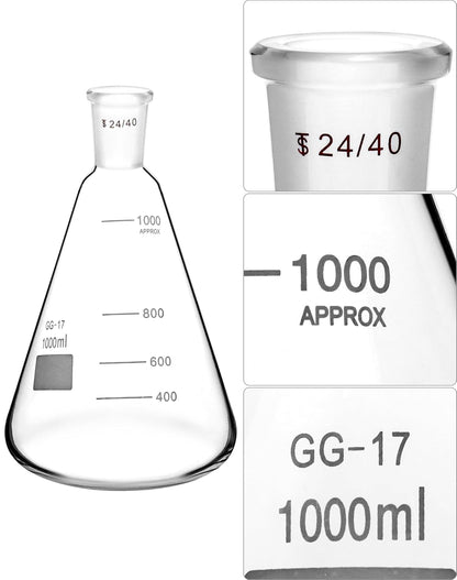 Borosilicate Glass 500ml Buchner Filtering Funnel and 1000 mL Erlenmeyer Flask, with Standard 24/40 Joint V1258-DP02-C-2143