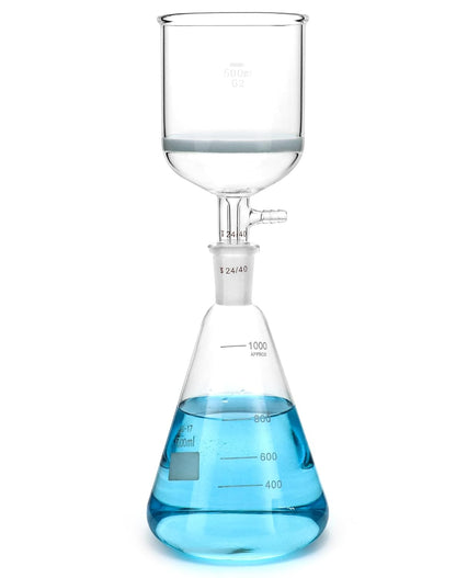 Borosilicate Glass 500ml Buchner Filtering Funnel and 1000 mL Erlenmeyer Flask, with Standard 24/40 Joint V1258-DP02-C-2143