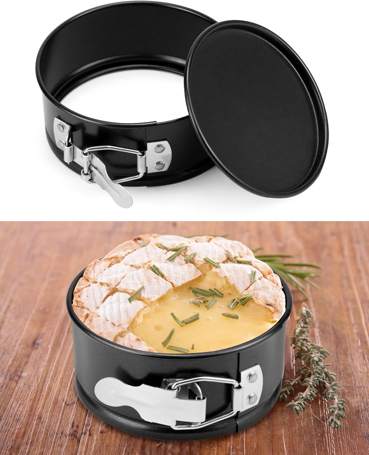 4 Inch Springform Pan Set, Nonstick, Leakproof Mini Cheesecake Pans with Removable Bottom, Carbon and V1258-DP02-C-2146