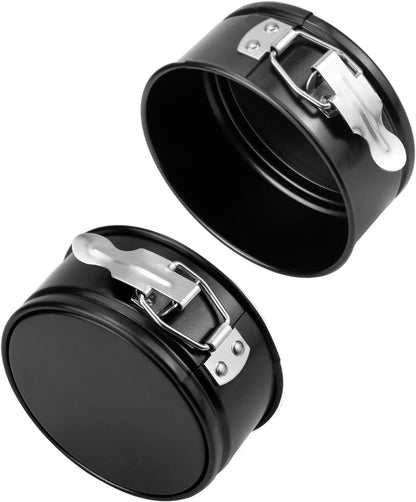 4 Inch Springform Pan Set, Nonstick, Leakproof Mini Cheesecake Pans with Removable Bottom, Carbon and V1258-DP02-C-2146