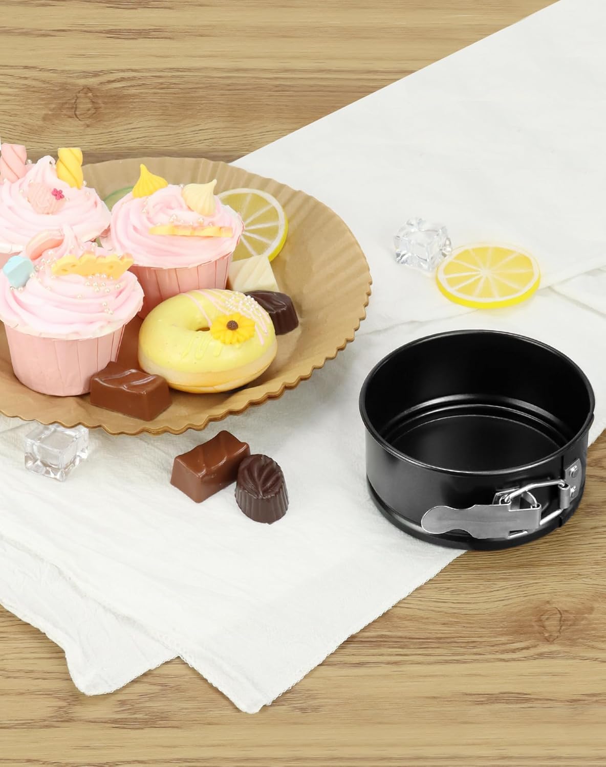 4 Inch Springform Pan Set, Nonstick, Leakproof Mini Cheesecake Pans with Removable Bottom, Carbon and V1258-DP02-C-2146