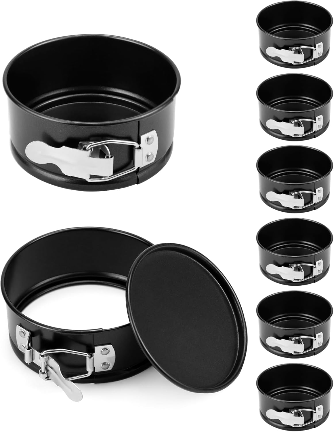4 Inch Springform Pan Set, Nonstick, Leakproof Mini Cheesecake Pans with Removable Bottom, Carbon and V1258-DP02-C-2146