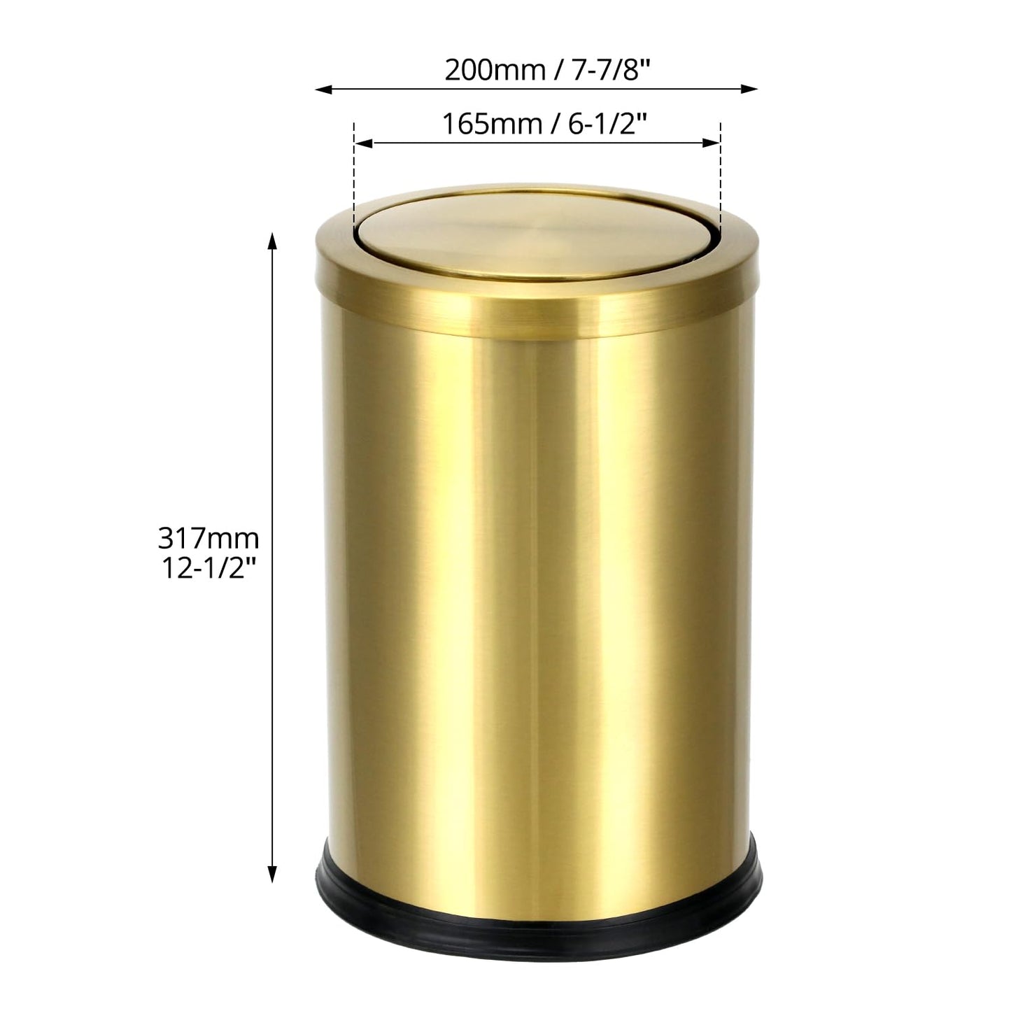 Antique Gold Trash Can, 2.4 Gallons Stainless Steel, Waterproof, Rustproof with Swing Lid V1258-DP02-C-2150