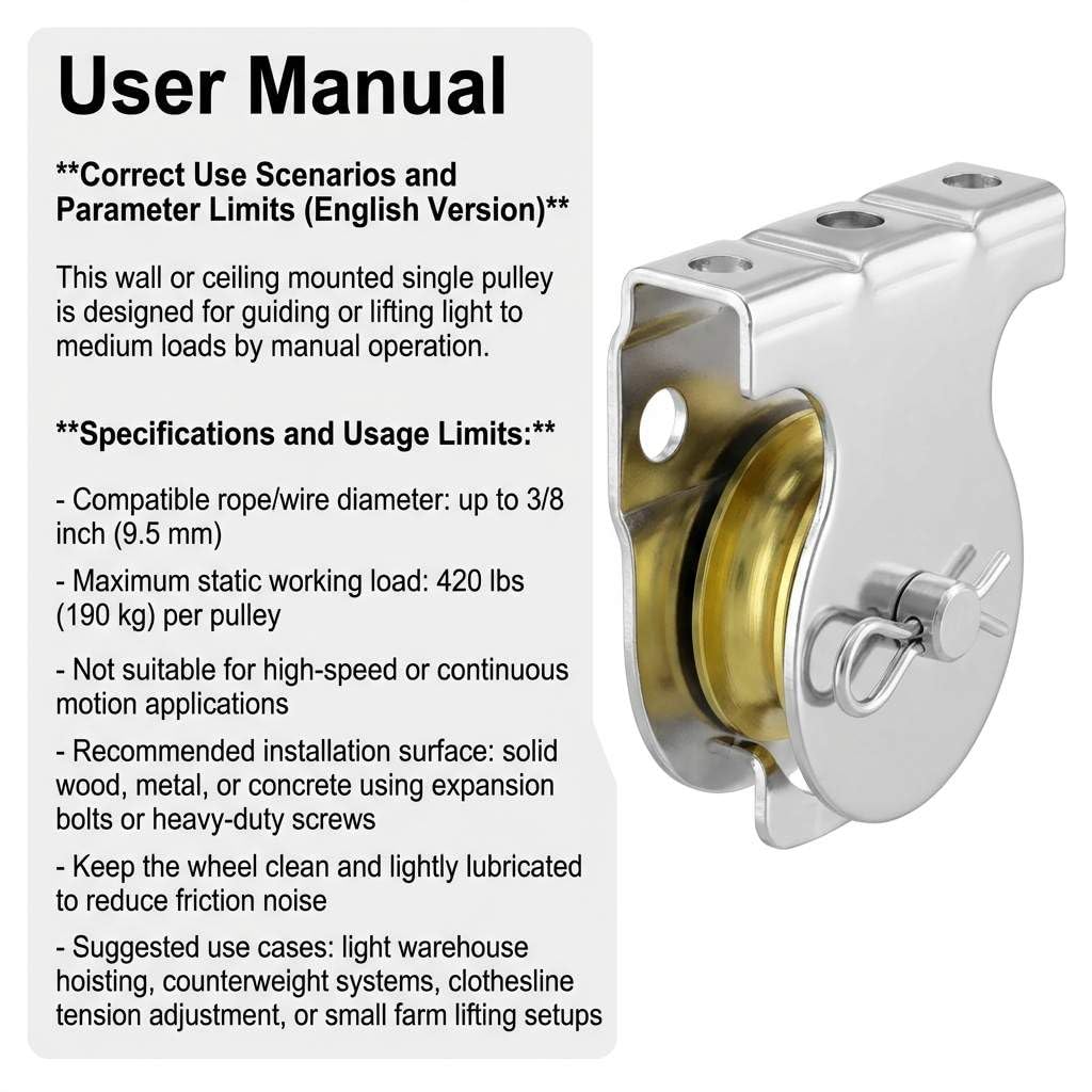 Wall Mount Pulleys, 6 Pcs 1-1/2" Ceiling Mount Single Pulley V-Groove Pulley Hardware Accessories for 3/8" V1258-DP02-C-2151