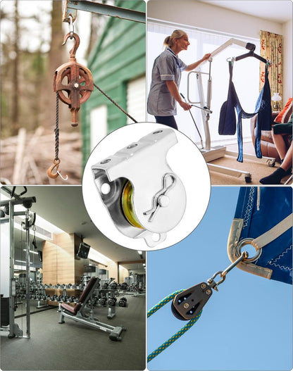 Wall Mount Pulleys, 6 Pcs 1-1/2" Ceiling Mount Single Pulley V-Groove Pulley Hardware Accessories for 3/8" V1258-DP02-C-2151