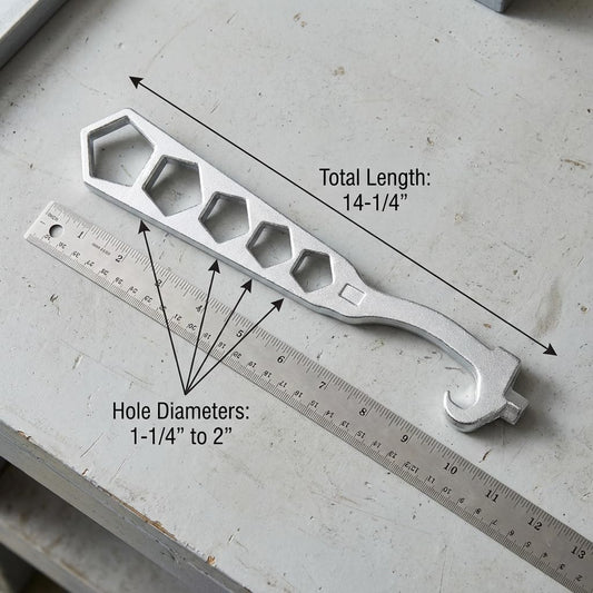 5-Hole Fire Hydrant Wrench 14-1/4", Galvanized Iron Construction - Fits Standard Pentagon Nuts for Outdoor V1258-DP02-C-2152