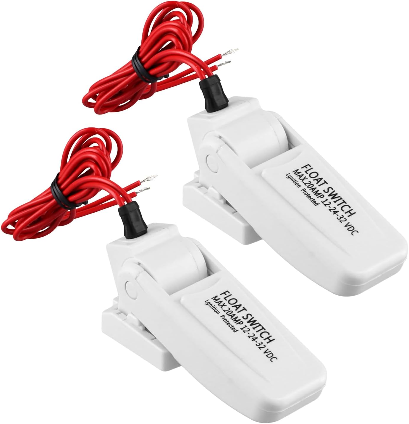 2 Pack Heavy-Duty Automatic Boat Bilge Pump Float Switch | Moisture Tight, Ignition Protected - 12/24/32VDC, V1258-DP02-C-2156