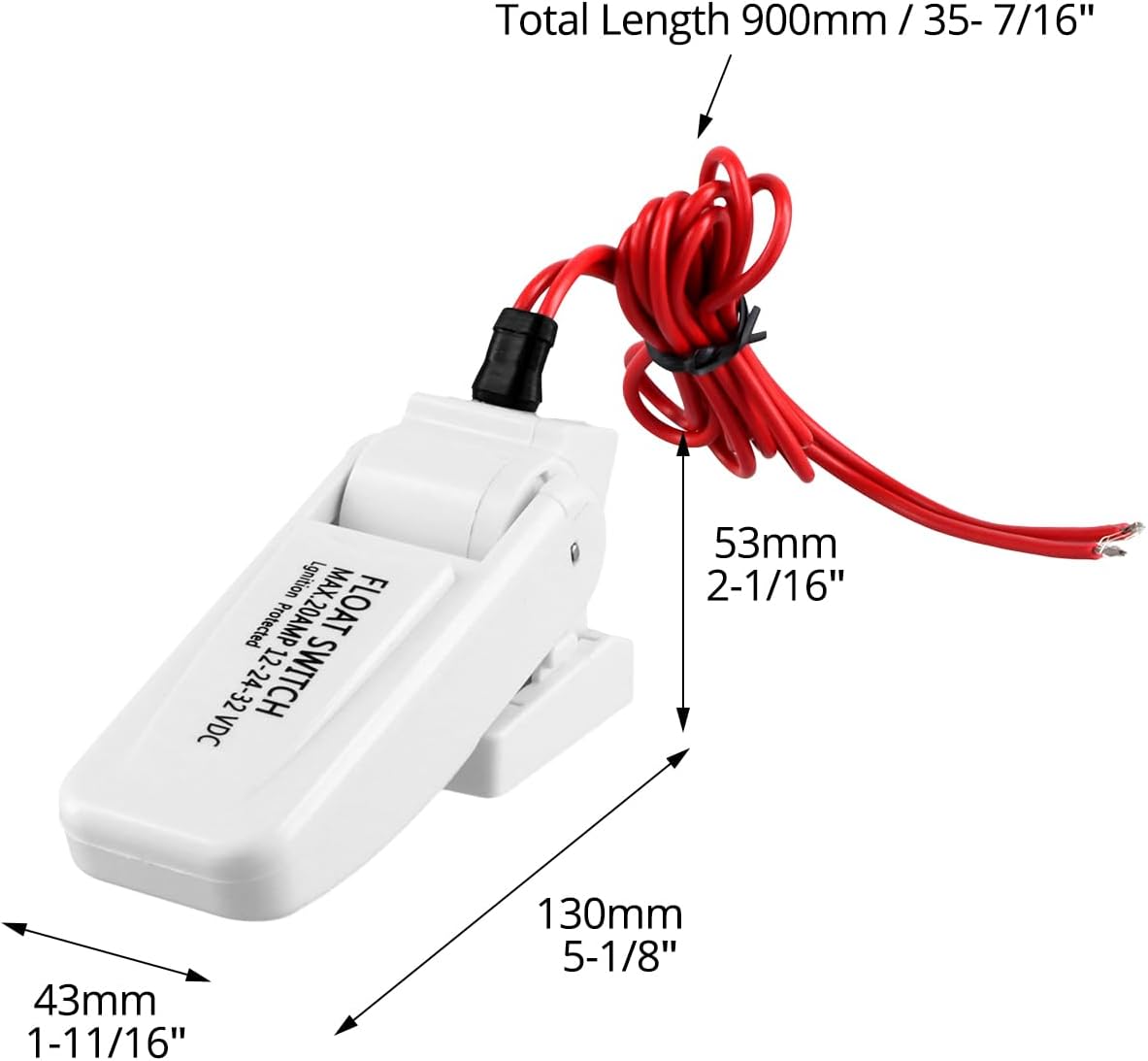 2 Pack Heavy-Duty Automatic Boat Bilge Pump Float Switch | Moisture Tight, Ignition Protected - 12/24/32VDC, V1258-DP02-C-2156