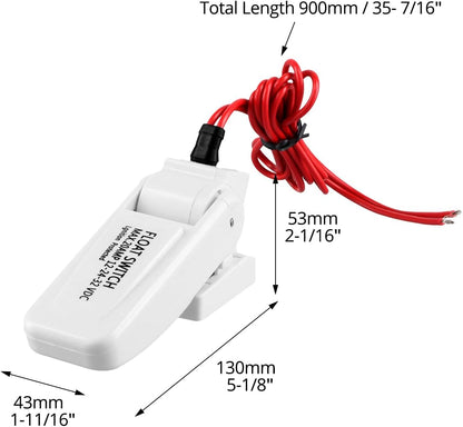 2 Pack Heavy-Duty Automatic Boat Bilge Pump Float Switch | Moisture Tight, Ignition Protected - 12/24/32VDC, V1258-DP02-C-2156