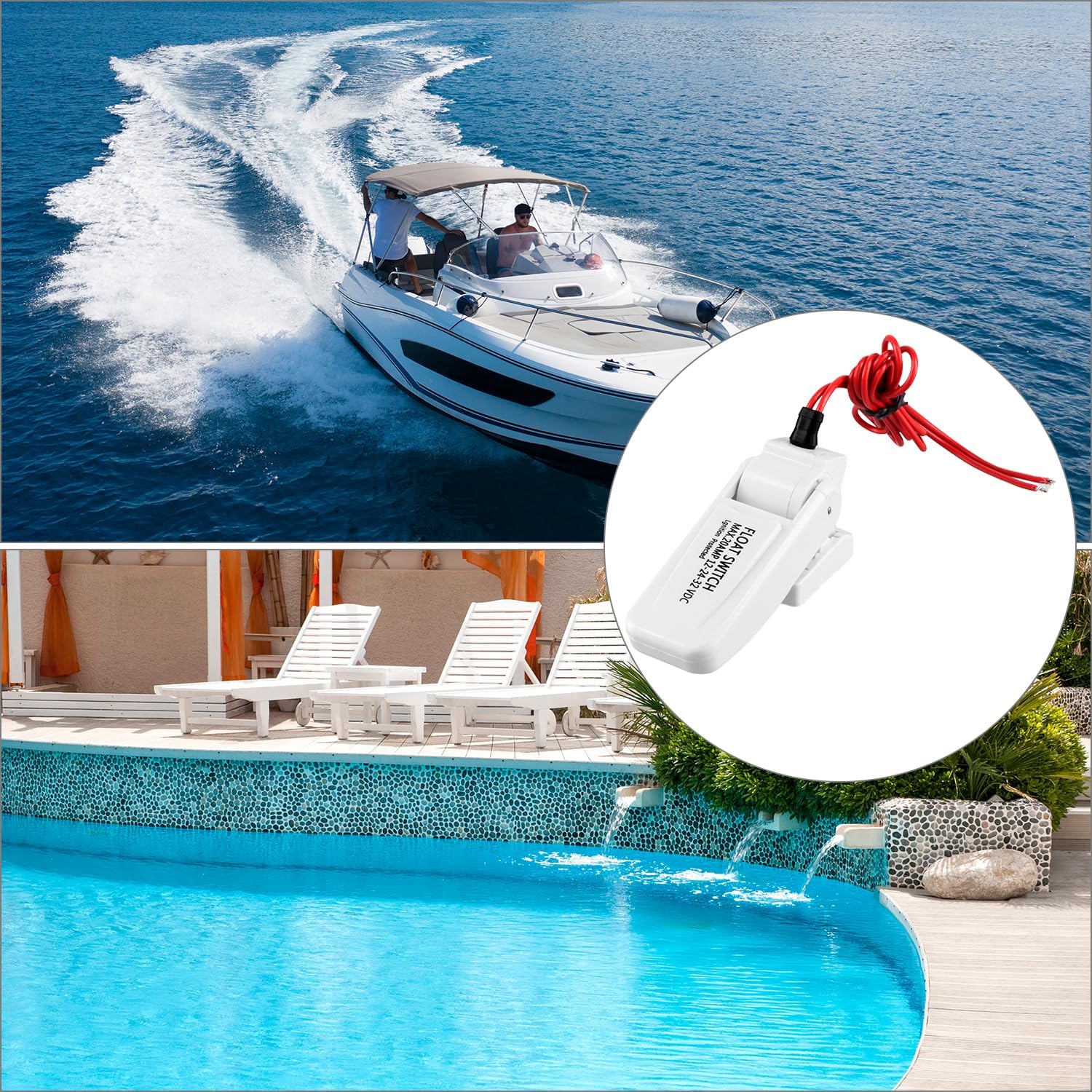 2 Pack Heavy-Duty Automatic Boat Bilge Pump Float Switch | Moisture Tight, Ignition Protected - 12/24/32VDC, V1258-DP02-C-2156