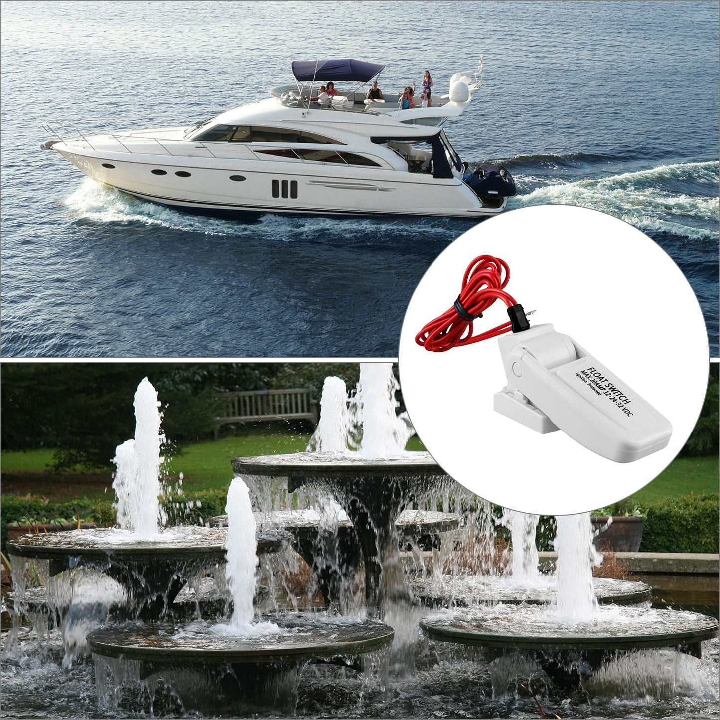 2 Pack Heavy-Duty Automatic Boat Bilge Pump Float Switch | Moisture Tight, Ignition Protected - 12/24/32VDC, V1258-DP02-C-2156