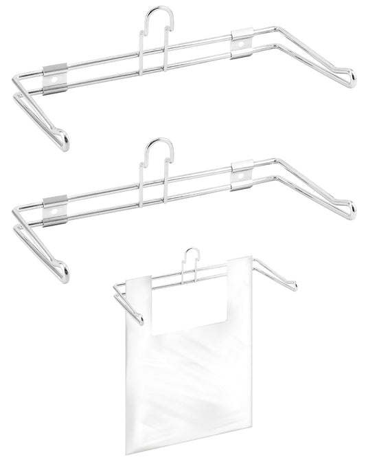 2-Pack T-Shirt Bag Rack Wall Mount, Chrome-Plated Metal T-Shirt Retail Bag Holders, 12-Inch Width, 6" Arm, V1258-DP02-C-2158