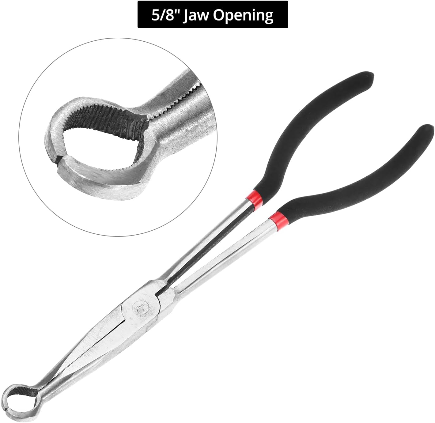 Offset Spark Plug Boot Removal Plier - 5/8" Opening, 11" and 16" Length, Offset Tip for Tight Spots, Protects V1258-DP02-C-2162