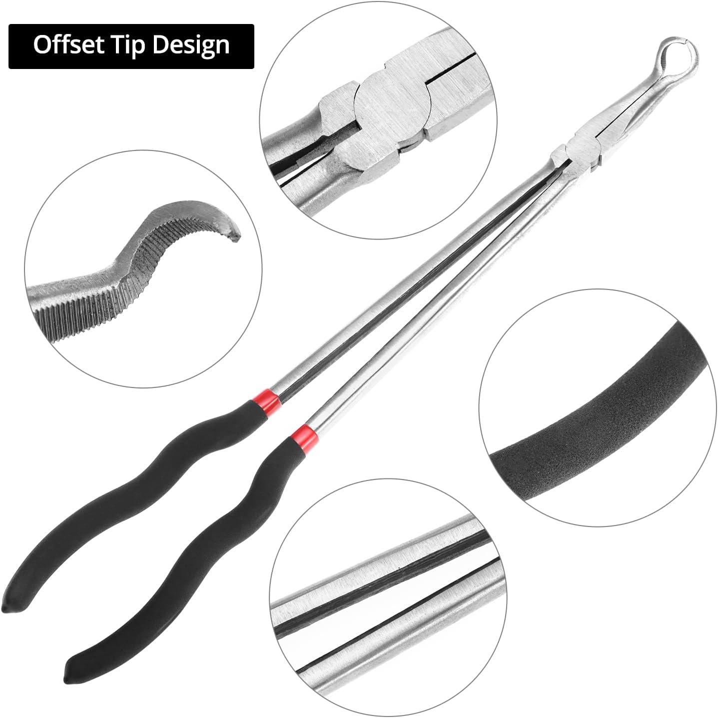 Offset Spark Plug Boot Removal Plier - 5/8" Opening, 11" and 16" Length, Offset Tip for Tight Spots, Protects V1258-DP02-C-2162