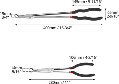 Offset Spark Plug Boot Removal Plier - 5/8" Opening, 11" and 16" Length, Offset Tip for Tight Spots, Protects V1258-DP02-C-2162