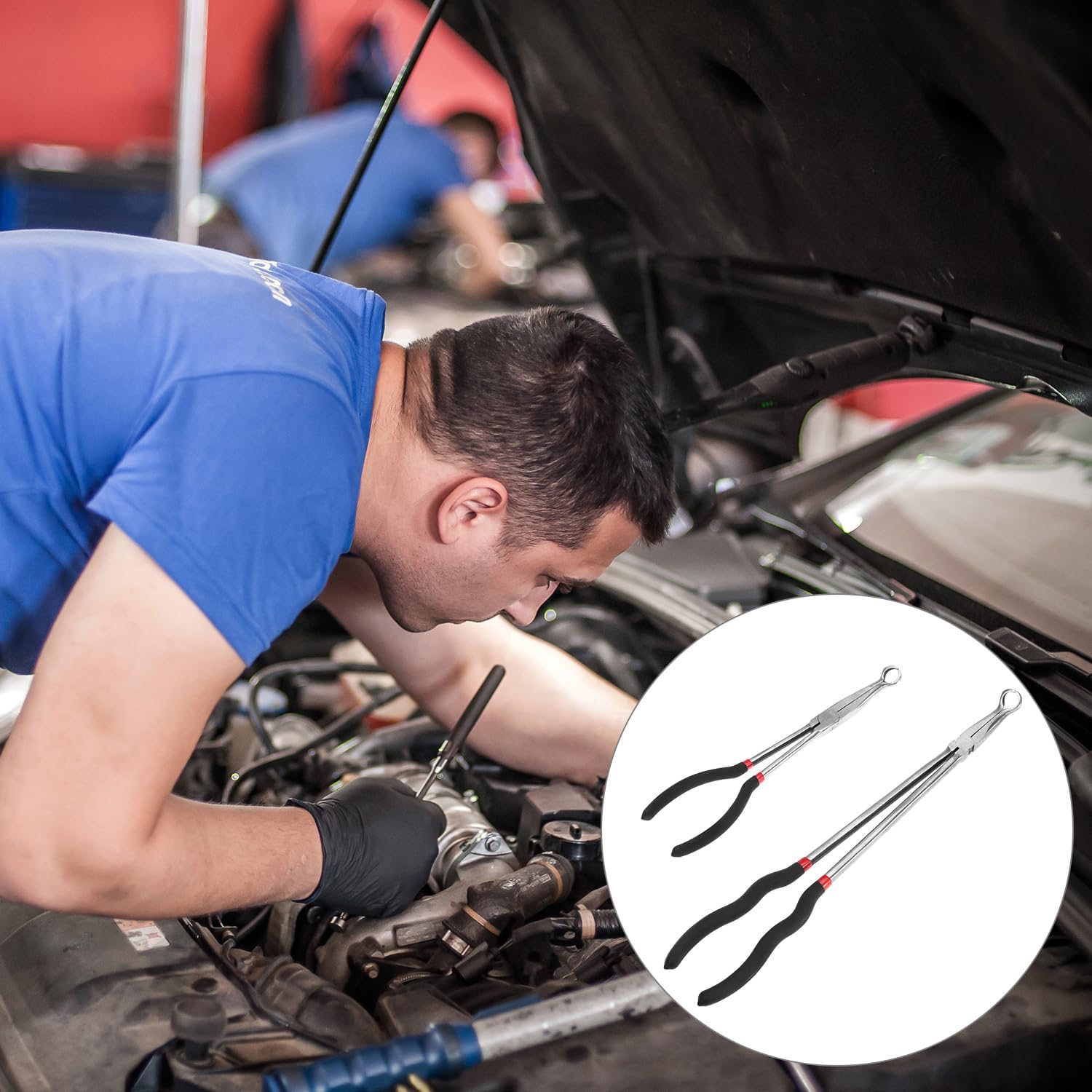Offset Spark Plug Boot Removal Plier - 5/8" Opening, 11" and 16" Length, Offset Tip for Tight Spots, Protects V1258-DP02-C-2162