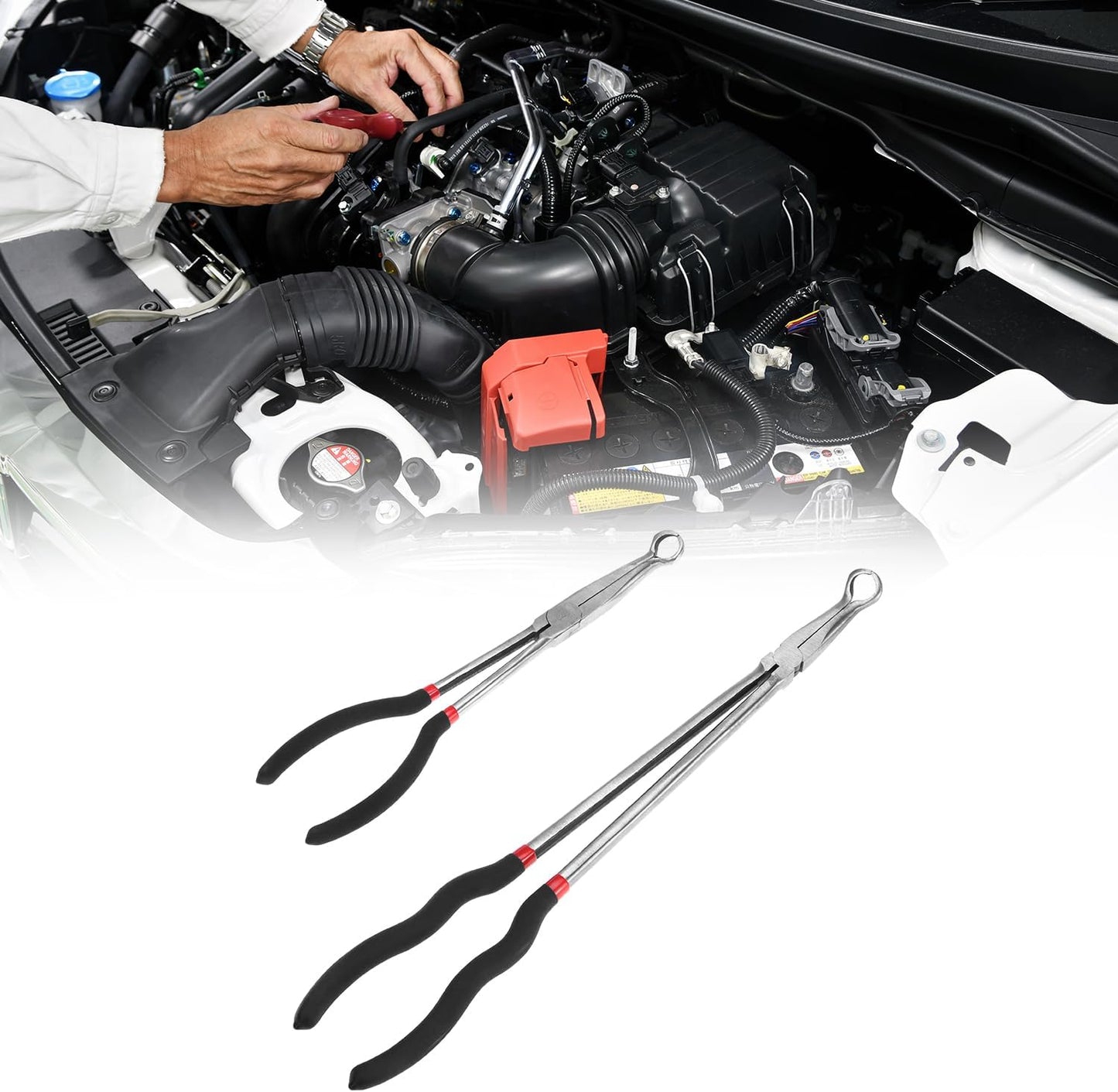 Offset Spark Plug Boot Removal Plier - 5/8" Opening, 11" and 16" Length, Offset Tip for Tight Spots, Protects V1258-DP02-C-2162