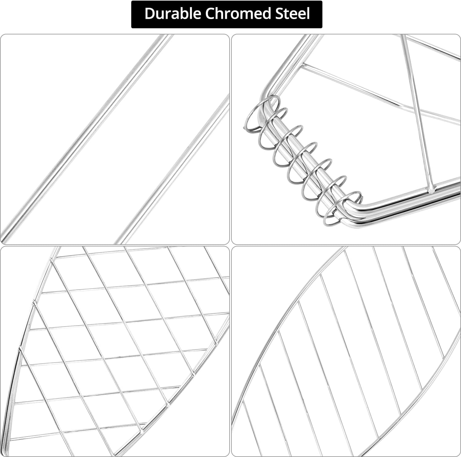 2-Pack Stainless Steel Fish Grill Basket - Portable Locking Grill Rack for Small-Medium Fish, Camping & Home V1258-DP02-C-2172