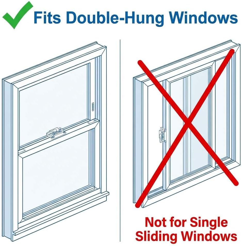 10 Pack Sliding Window Sash Locks, Cam Action White Double Hung Window Sash Lock for Vertical and Horizontal V1258-DP02-C-2179