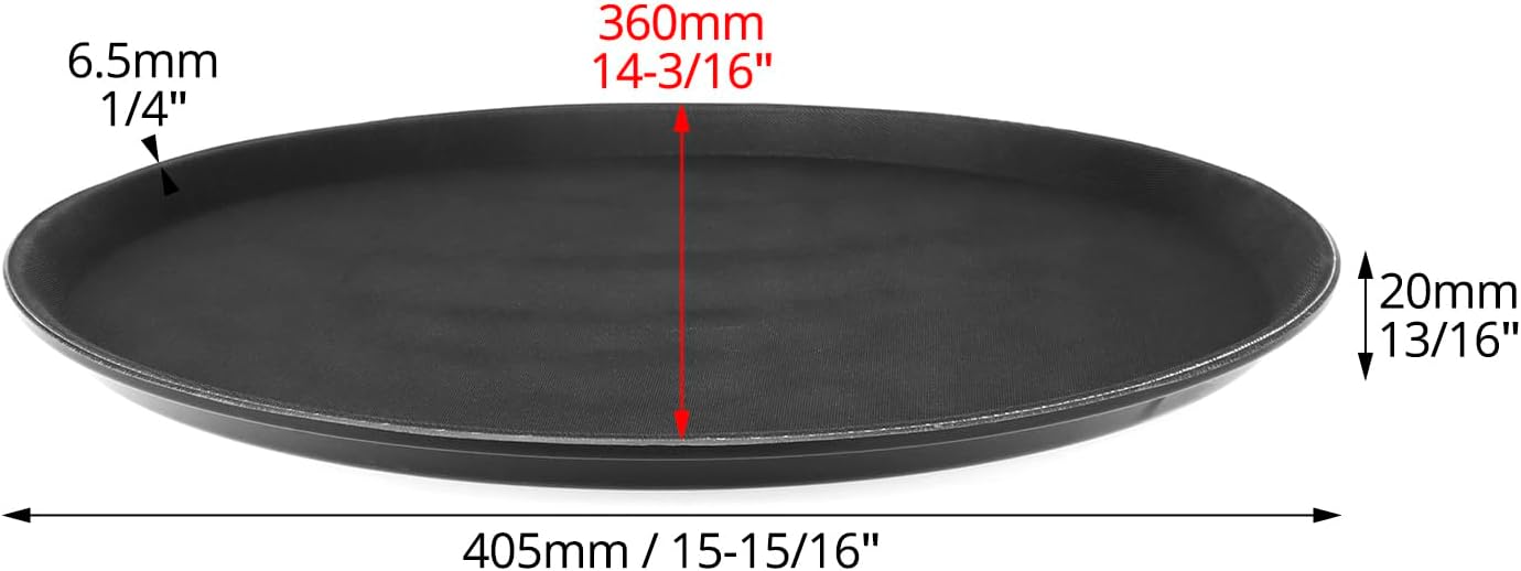 16-Inch Round Non-Slip Serving Trays - 4 Pack Rubber Surface Plastic Tray Set for Restaurant, Cafe & Bar V1258-DP02-C-2182