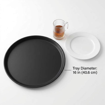 16-Inch Round Non-Slip Serving Trays - 4 Pack Rubber Surface Plastic Tray Set for Restaurant, Cafe & Bar V1258-DP02-C-2182