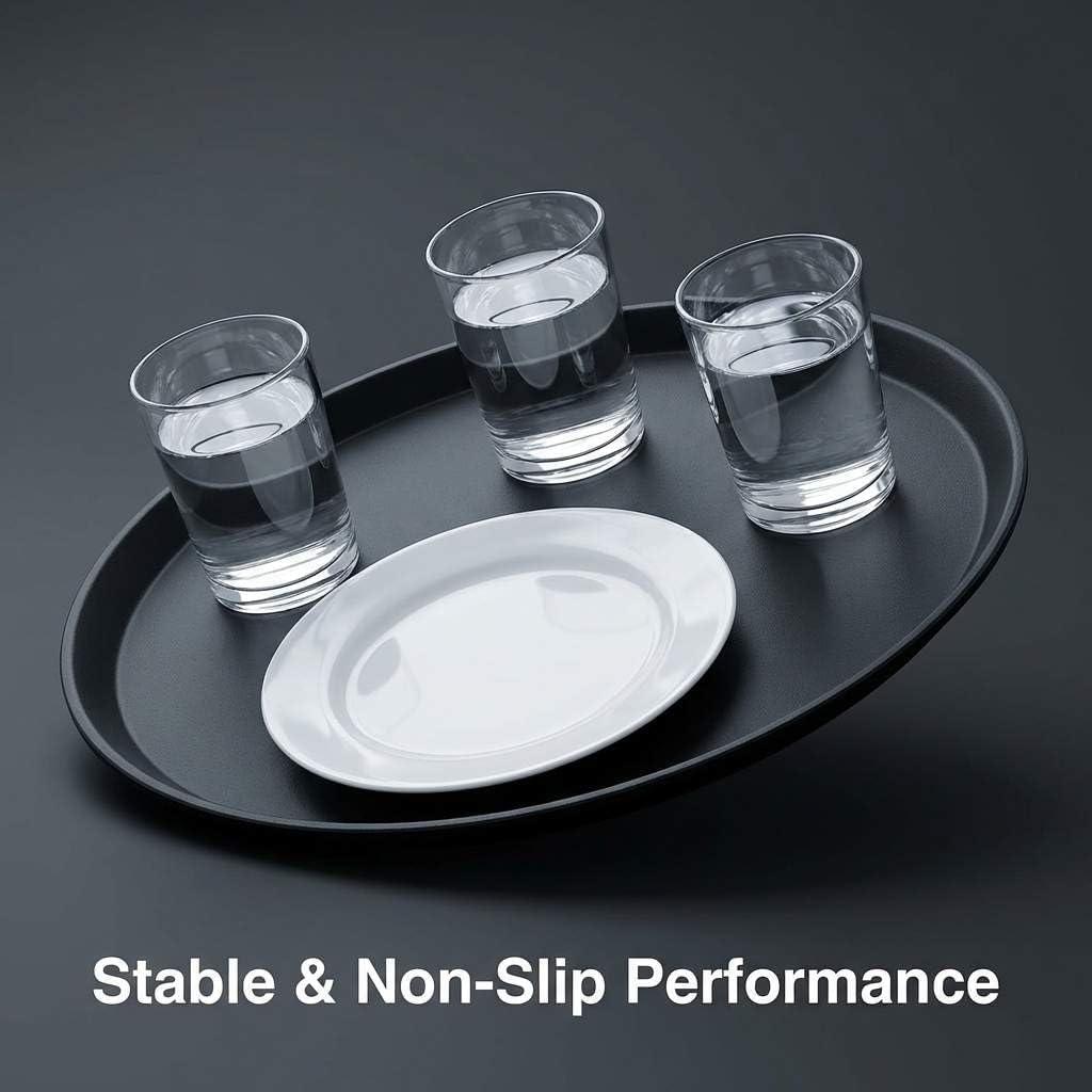 16-Inch Round Non-Slip Serving Trays - 4 Pack Rubber Surface Plastic Tray Set for Restaurant, Cafe & Bar V1258-DP02-C-2182
