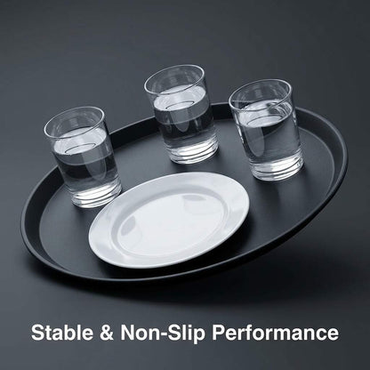 16-Inch Round Non-Slip Serving Trays - 4 Pack Rubber Surface Plastic Tray Set for Restaurant, Cafe & Bar V1258-DP02-C-2182