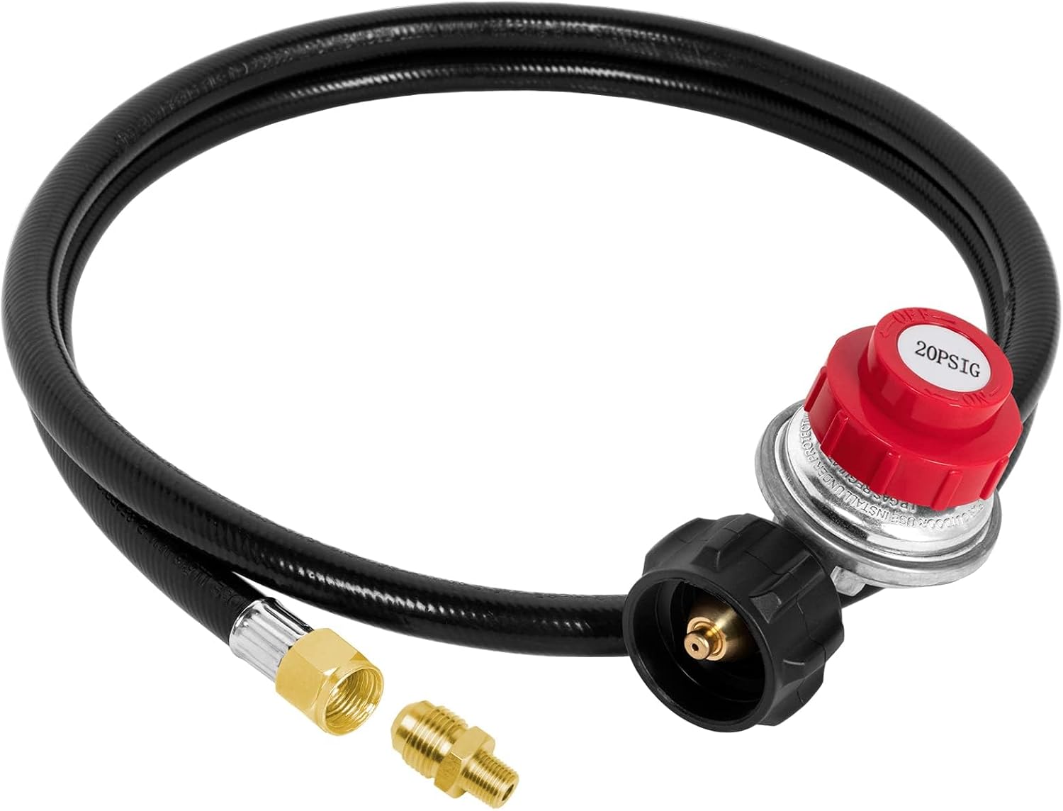 0-20 PSI Adjustable Propane Regulator and Hose with Brass Adapter, 5 Feet Gas Burner Hose Replacement for V1258-DP02-C-219