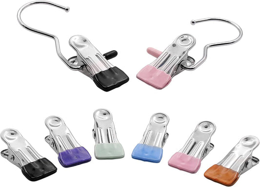 Colored Clothespins Boot Hangers Hooks Clips, 30 Pcs Utility Clothes Pins & 16 Pcs Stainless Steel Portable V1258-DP02-C-2191