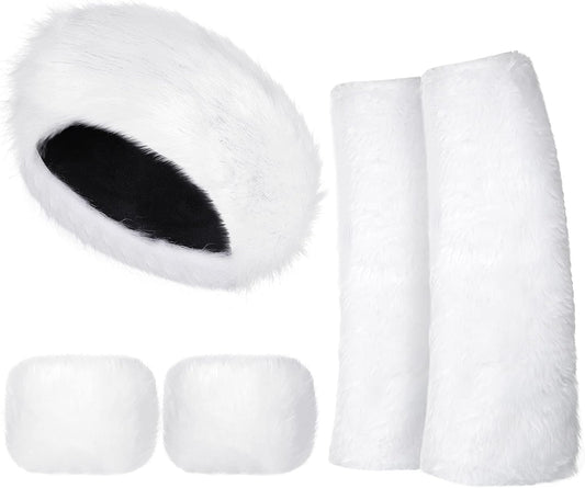3 Pieces Faux Fur Headband Set Ear Warmer Headwrap Furry Wrist Cuff Leg Warmers Boot Cuff Accessories for V1258-DP02-C-2195