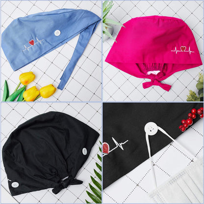4 Pieces Working Cap with Buttons, Unisex Bouffant Working Hat with Adjustable Sweatband V1258-DP02-C-2196