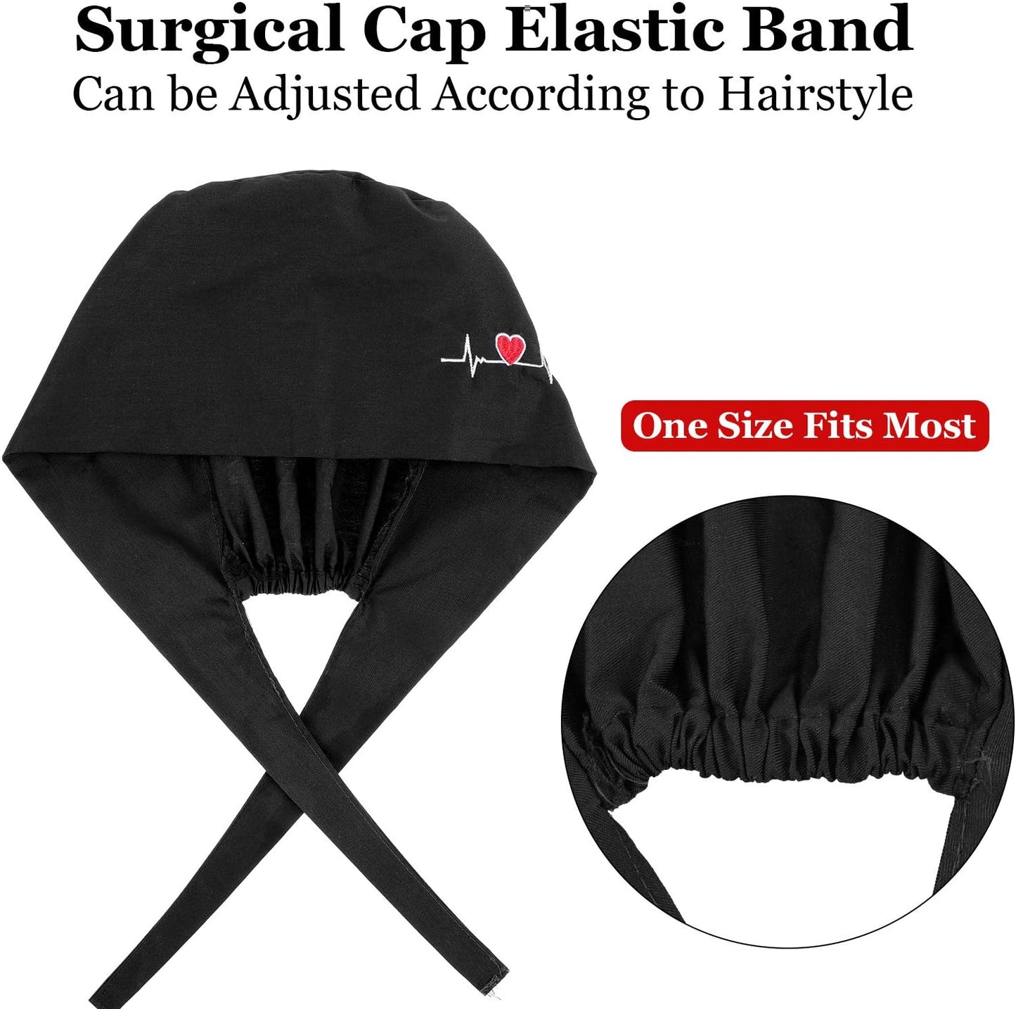 4 Pieces Working Cap with Buttons, Unisex Bouffant Working Hat with Adjustable Sweatband V1258-DP02-C-2196