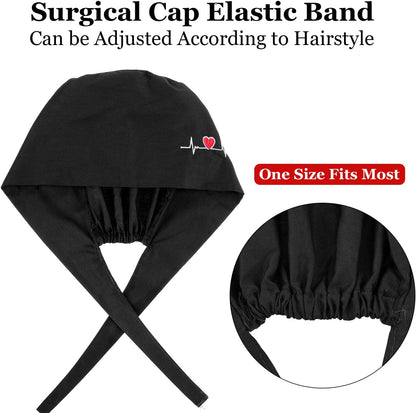 4 Pieces Working Cap with Buttons, Unisex Bouffant Working Hat with Adjustable Sweatband V1258-DP02-C-2196