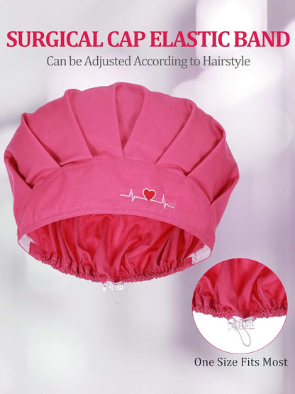 6 Pieces Bouffant Cap with Buttons Adjustable Elastic Head Wrap Covers with Sweatband for Women Men, One Size V1258-DP02-C-2202