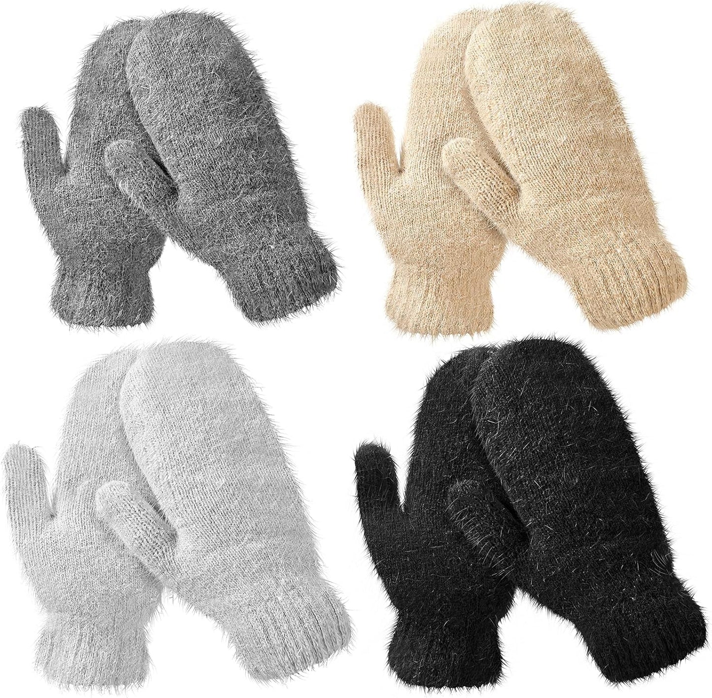 Women's Winter Mittens - Knitted Gloves, Warm Fleece & Double Wool V1258-DP02-C-2208