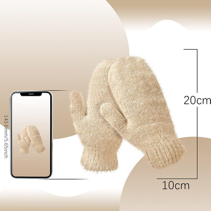 Women's Winter Mittens - Knitted Gloves, Warm Fleece & Double Wool V1258-DP02-C-2208