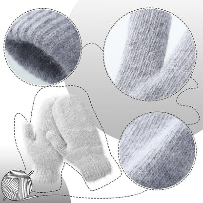 Women's Winter Mittens - Knitted Gloves, Warm Fleece & Double Wool V1258-DP02-C-2208