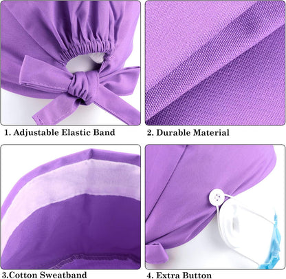 5 Pcs Surgical Working Caps with Button Adjustable Gourd Shaped Bouffant Working Hats with Sweatband Tie Back V1258-DP02-C-2211