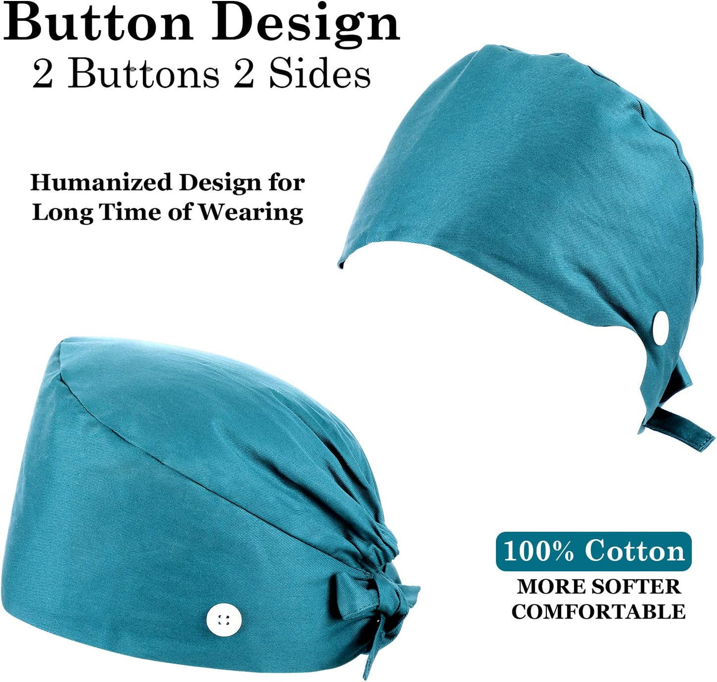 5 Pcs Surgical Working Caps with Button Adjustable Gourd Shaped Bouffant Working Hats with Sweatband Tie Back V1258-DP02-C-2211