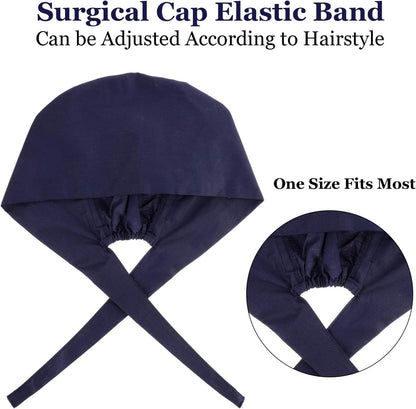 5 Pcs Surgical Working Caps with Button Adjustable Gourd Shaped Bouffant Working Hats with Sweatband Tie Back V1258-DP02-C-2211