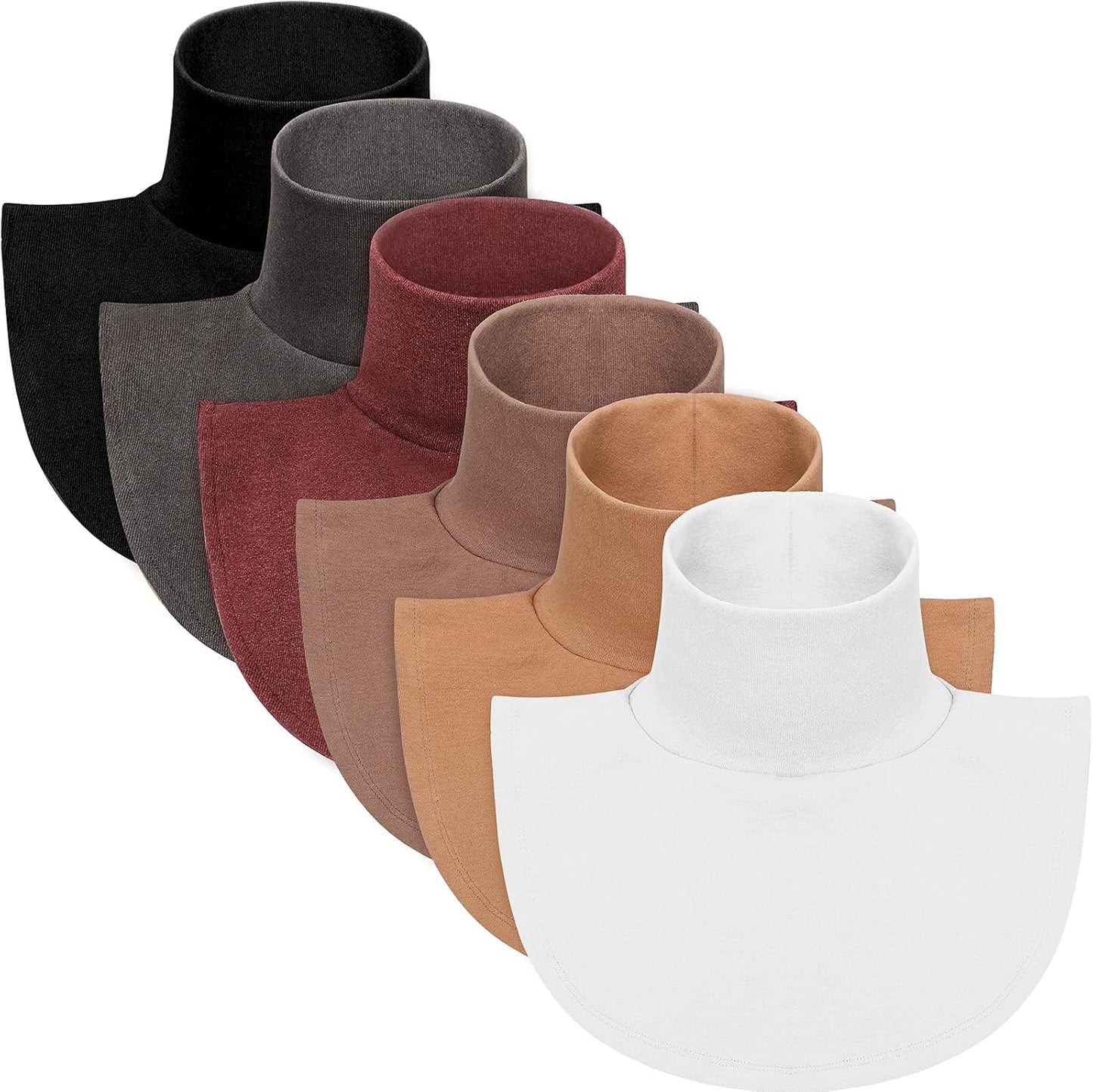 6 Pcs Women Fake Collar Detachable Dickey Collar Solid Turtleneck Mock Turtleneck Dickey Half Blouse Neckband V1258-DP02-C-2212
