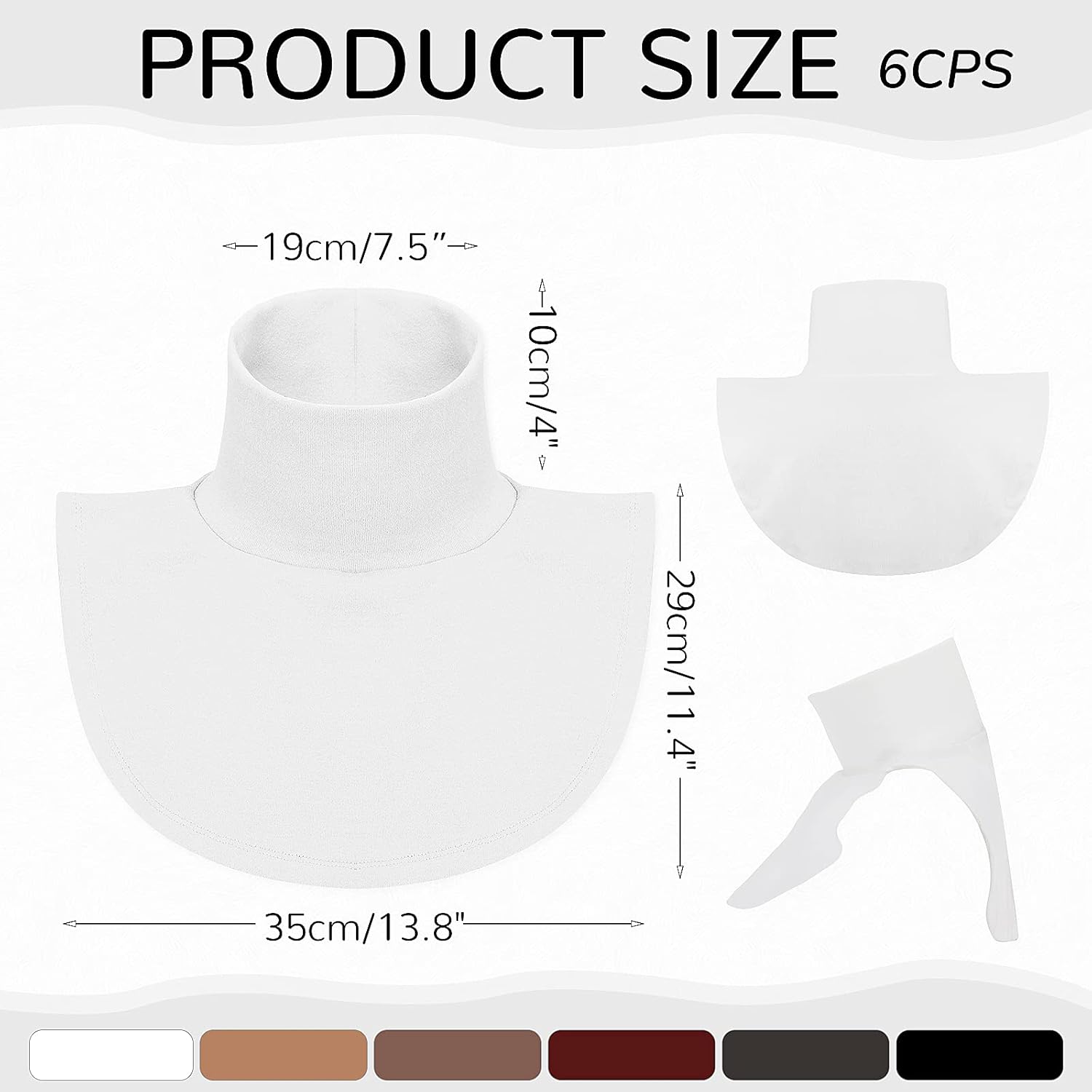 6 Pcs Women Fake Collar Detachable Dickey Collar Solid Turtleneck Mock Turtleneck Dickey Half Blouse Neckband V1258-DP02-C-2212