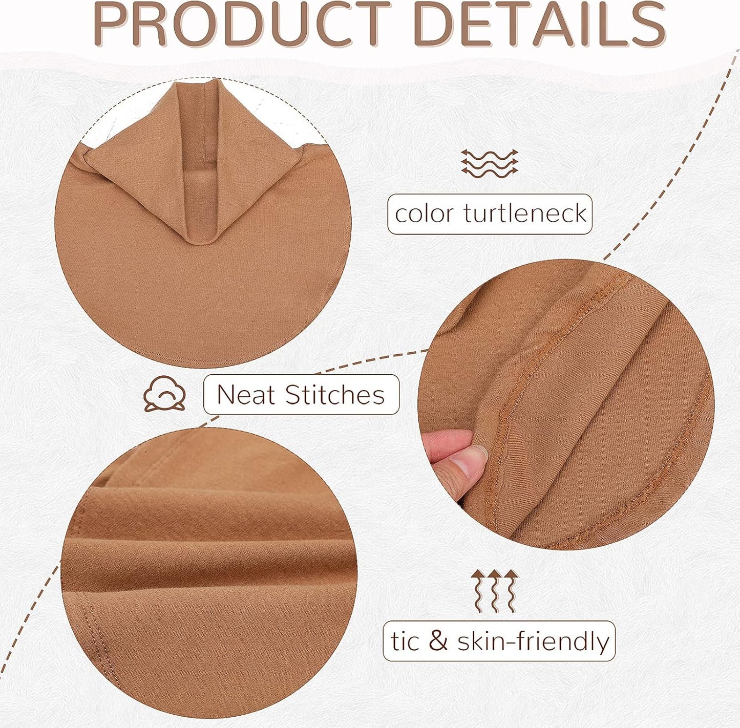 6 Pcs Women Fake Collar Detachable Dickey Collar Solid Turtleneck Mock Turtleneck Dickey Half Blouse Neckband V1258-DP02-C-2212